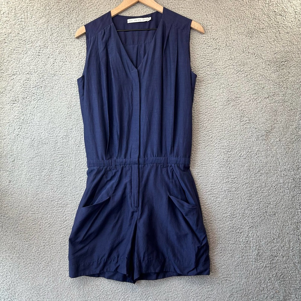 & OTHER STORIES Womens Romper S Small 36 Navy Blue Sleeveless Cotton Silk